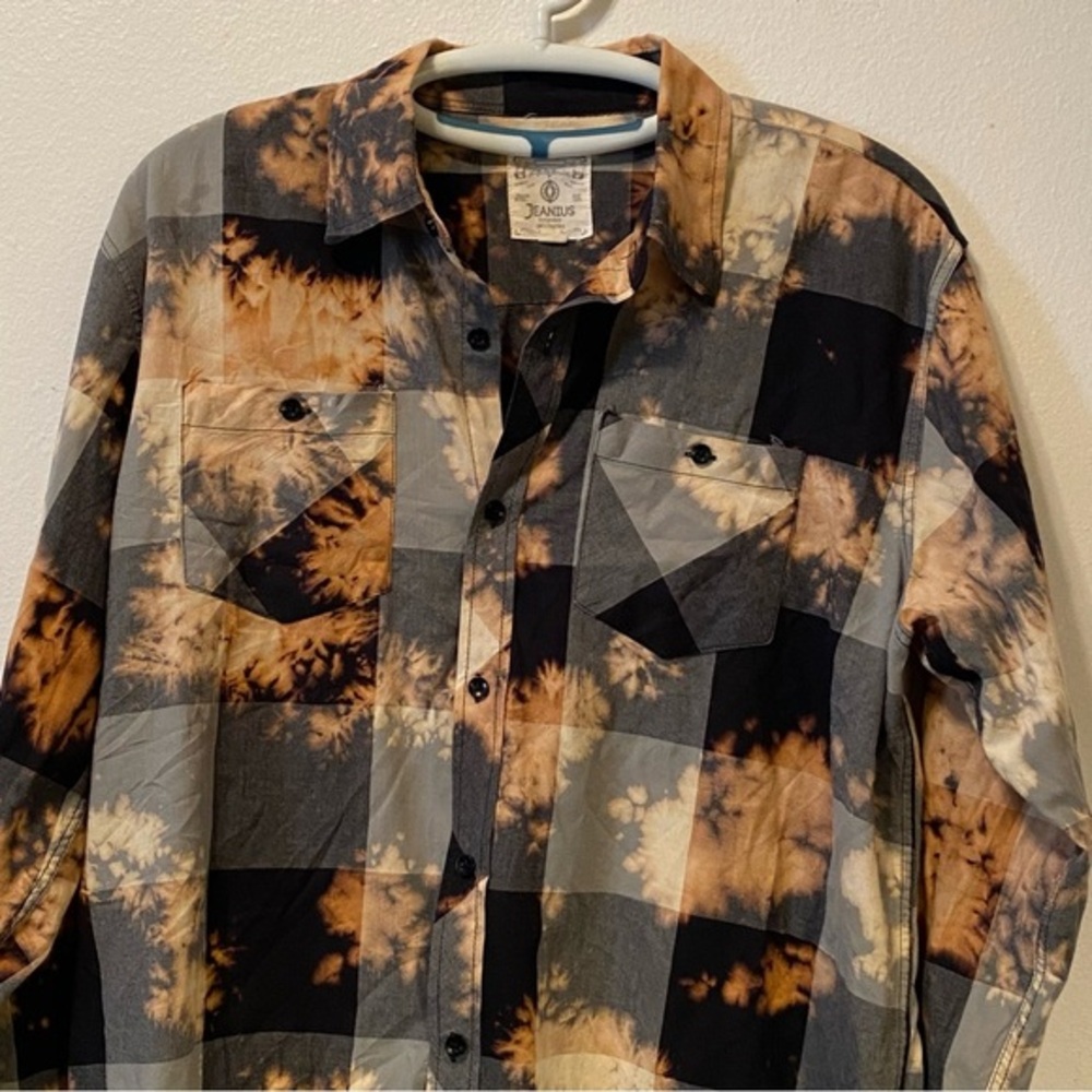 Jeanius Shirt Mens Large Button Down Long Sleeve‎ Mix Color Collared Pockets
